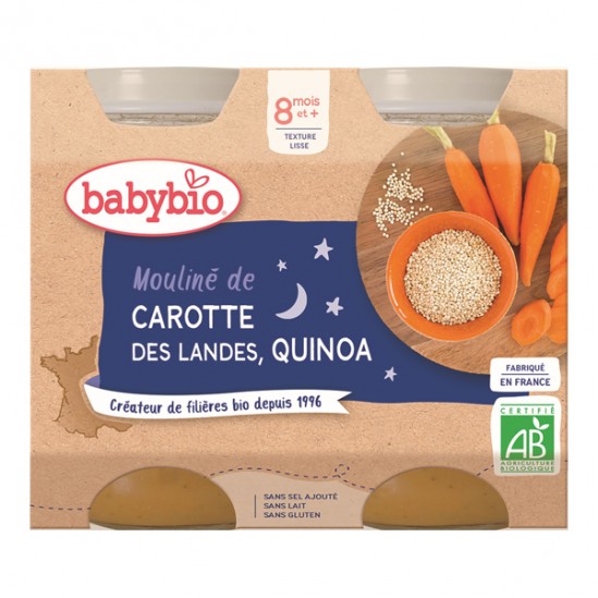 Babybio mouliné de carotte & quinoa dès 8 mois 2x200g