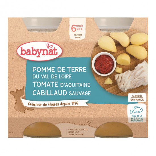 Babybio pomme de terre du Centre-Val de Loire tomate cabillaud 2x200g
