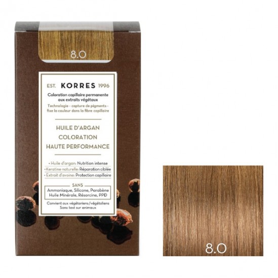 Korres kit coloration permanente huile d'argan blond clair 8.0