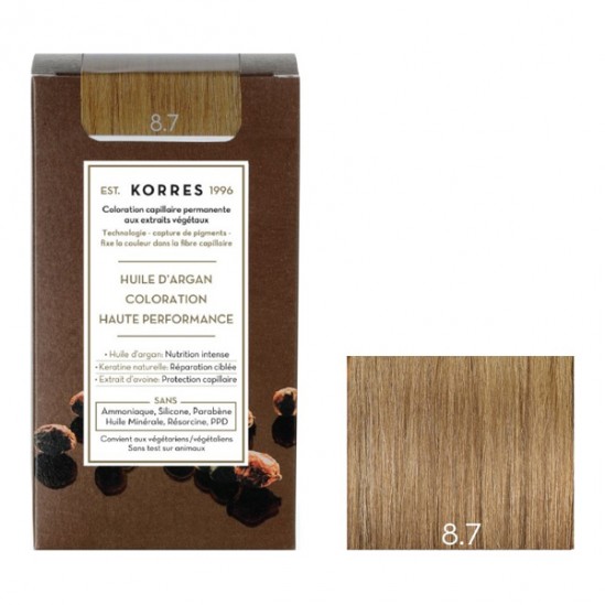 Korres kit coloration permanente huile d'argan blond clair marron 8.7