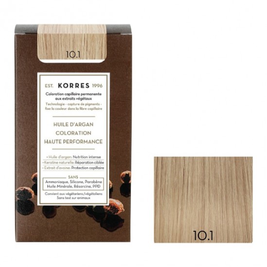 Korres kit coloration permanente huile d'argan blond platine cendré 10.1