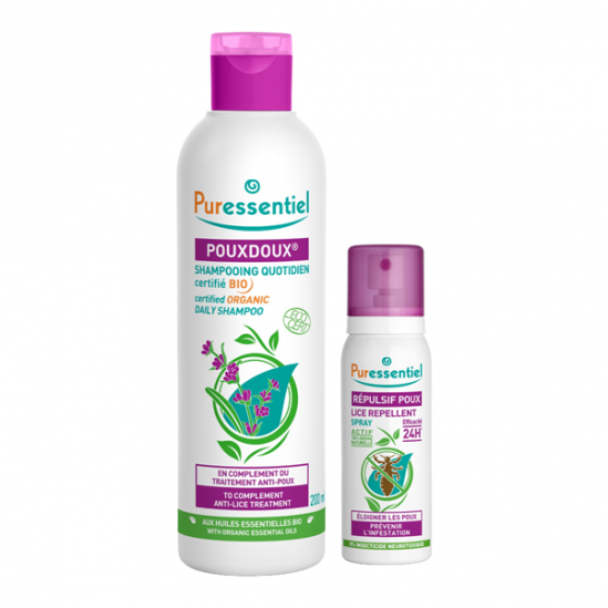 Puressentiel pouxdoux shampooing quotidien 200ml + répulsif poux 75ml