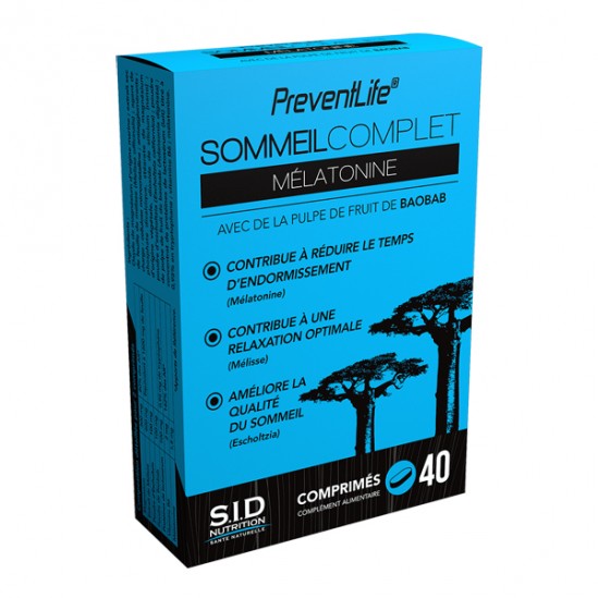 Sidn preventlife sommeil complet mélatonine 40 comprimés