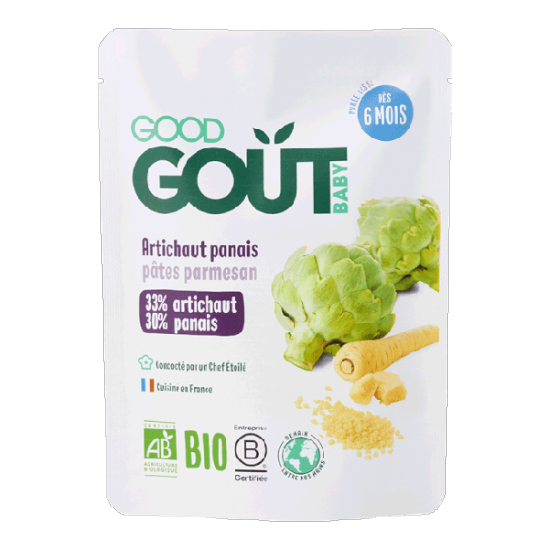 GOOD GOUT BIO ALIMENT INFANT ARTICHAUTS PANAIS PÂTES PARMESAN GOURDE/190G