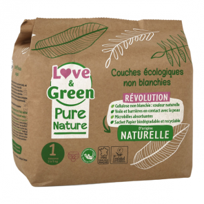 Love & green couches écologique non blanchies taille 1 2-5 kg 32 pièces
