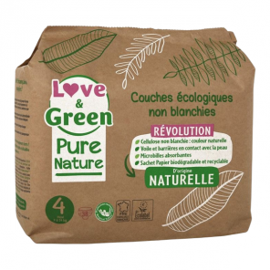 Love & green couches écologique non blanchies taille 4+ maxi 9-20kg 35 pièces