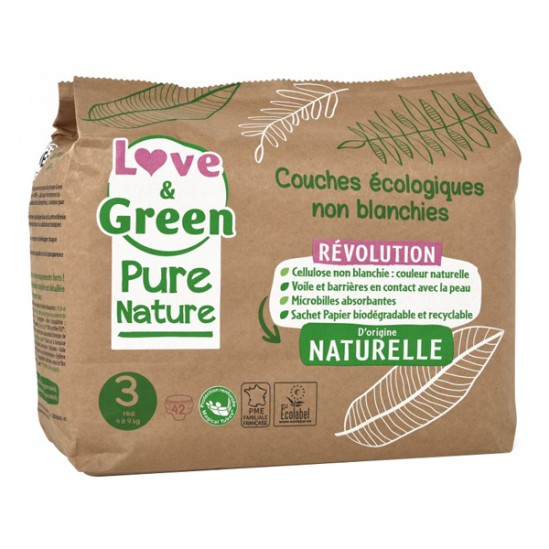 Love & green couches écologique non blanchies taille 4 maxi 7-14kg 38 pièces