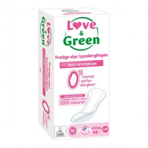 Love & green protège-slips hypoallergéniques anti-irritation normal 30 pièces