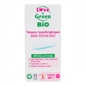 Love & green tampons hypoallergéniques avec applicateur normal 16 pièces