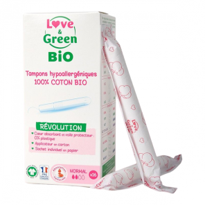 Love & green tampons hypoallergéniques avec applicateur normal 16 pièces