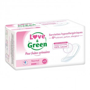 Love & green serviettes hypoallergéniques normal 12 pièces