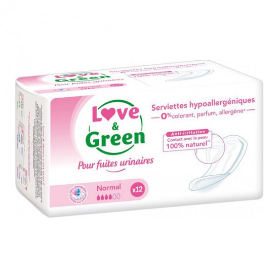 Love & green serviettes hypoallergéniques normal 12 pièces