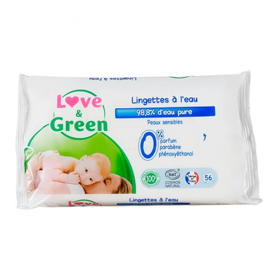 Love & green lingettes écologiques à l'eau 56 pièces