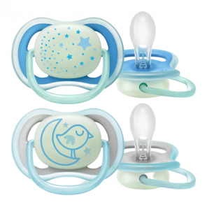 Philips avent sucette nuit ultra air 0 à 6 mois lot de 2 bleu