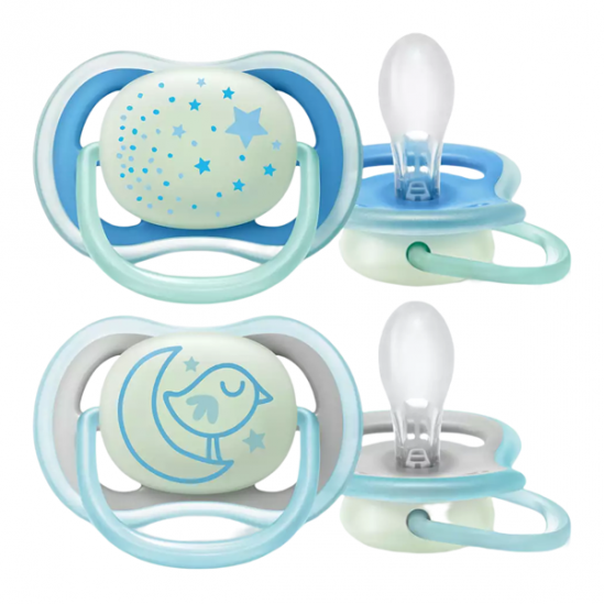 Philips avent sucette nuit ultra air 0 à 6 mois lot de 2 bleu