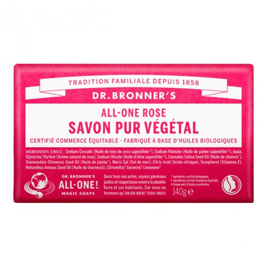 Dr Bronner's pain de savon all-one rose 140g