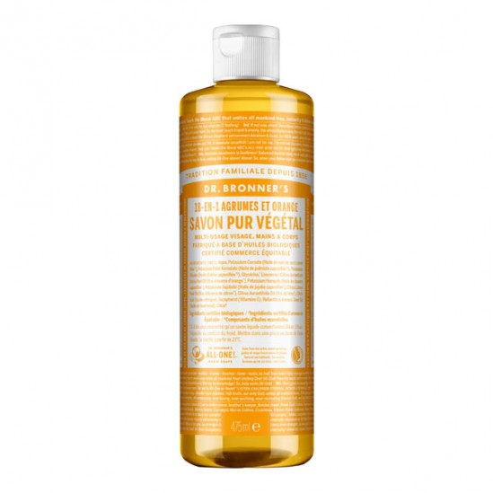 Dr Bronner's savon liquide 18-en-1 agrumes et orange 475ml