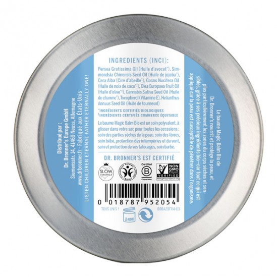 Dr Bronner's baume magic corps bio non parfumé 60g