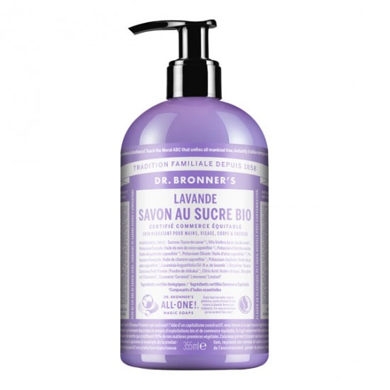 Dr Bronner's lavande savon liquide au sucre bio 355ml