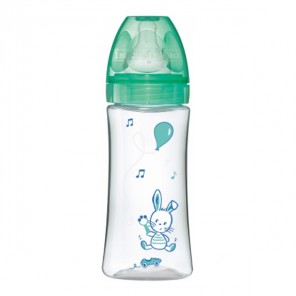Dodie initiation+ biberon tétine 3vitesses débit 3 +6mois vert 330ml