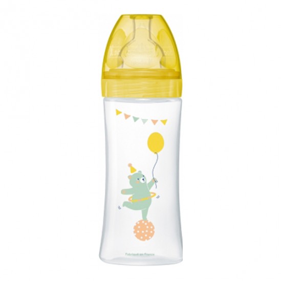 Dodie sensation+ biberon tétine plate débit 3 +6mois cirque 330ml