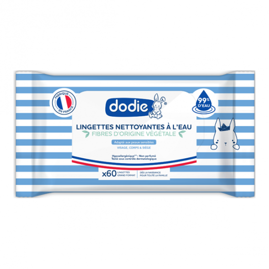 Dodie lingettes nettoyantes bébé à l'eau 3 en 1 x60