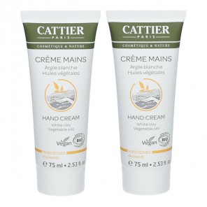 Cattier crème main à l'argile blanche 2x75ml