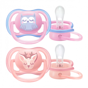 Philips avent sucette ultra air 0-6 mois éléphant & lion lot de 2