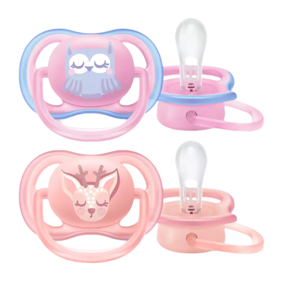 Philips avent sucette ultra air 0-6 mois éléphant & lion lot de 2
