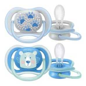Philips avent lot de 2 sucettes ultra air girl animal 0-6 mois