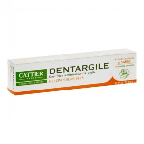 Cattier dentargile à l'huile essentielle de sauge bio 75ml