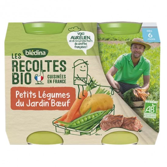 Blédina Les Récoltes Bio Brocolis Pommes de Terre Veau 2 x 200g