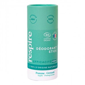 Respire déodorant stick bio efficacité 48h pomme-grenade 50g