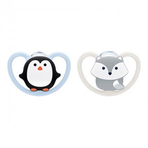 Nuk space sucette en silicone lot de 2 0-6 mois garçon