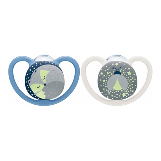 Nuk space night sucette en silicone lot de 2 18-36 mois garçon