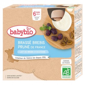 Babybio desserts brassé brebis prune 4 gourdes de 85g