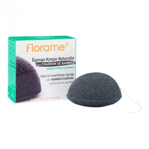 Florame éponge konjac naturelle au charbon de bambou