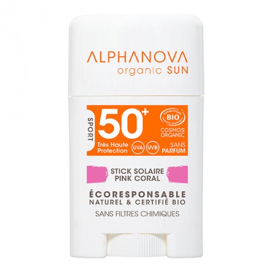 Alphanova stick solaire rose très haute protection visage spf50+ - 12g
