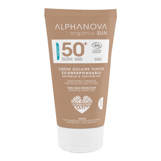 Alphanova crème solaire teintée medium bio spf50+ - 50ml
