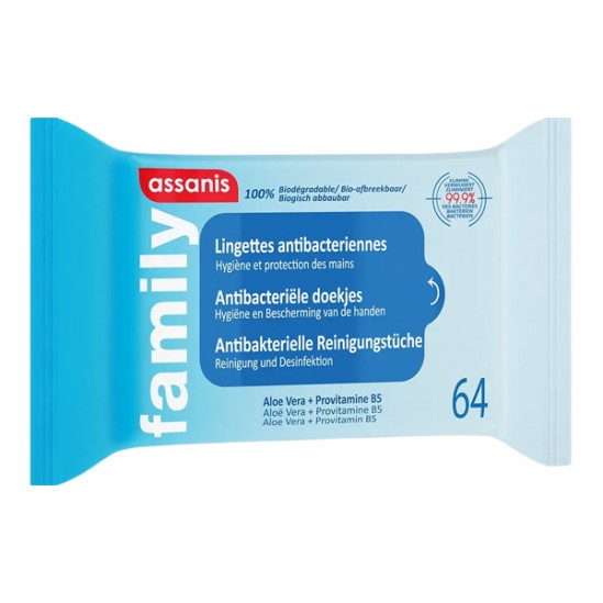 Assanis family lingettes désinfectantes x 64