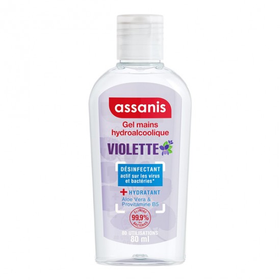Assanis gel mains hydroalcoolique violette 80ml