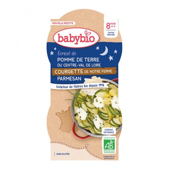 Babybio écrasé de pomme de terre, courgette & parmesan bols de 2x200g