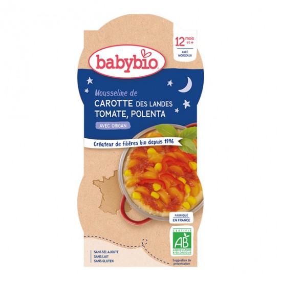 Babybio mousseline de carotte tomate polenta 2x200g