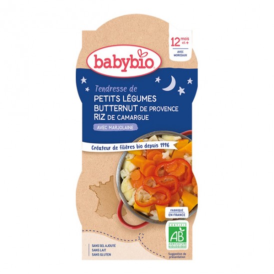 Babybio tendresse de petits légumes riz avec marjolaine bols de 2x200g