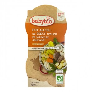 Babybio pot au feu de boeuf avec laurier plat bols de 2x200g