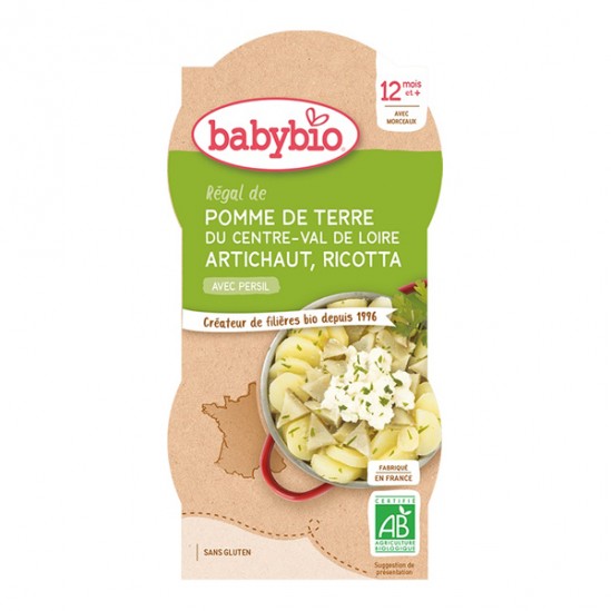 Babybio régal de pomme de terre artichaut ricotta persil bols de 2x200g