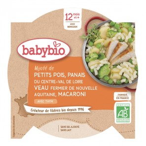 Babybio mijoté de petits pois, panais veau macaroni au thym 230g