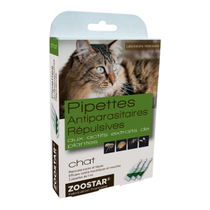 Zoostar 3 pipettes antiparasitaires répulsives chat