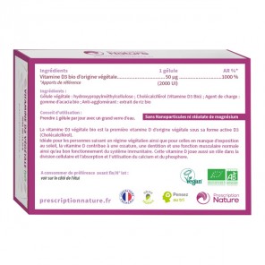 Prescription nature vitamine d3 végétale 30 gélules