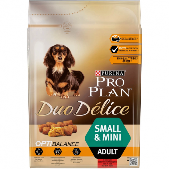 Purina pro plan duo delice small&mini adulte optibalance boeuf 2.5kg